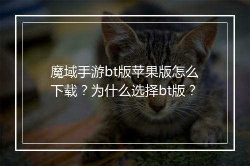 魔域手游bt版苹果版怎么下载？为什么选择bt版？