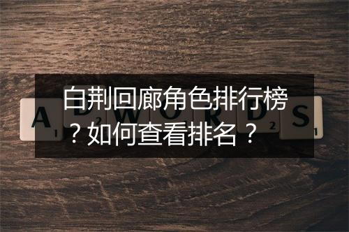 白荆回廊角色排行榜?如何查看排名?