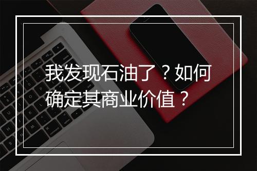 我发现石油了?如何确定其商业价值?
