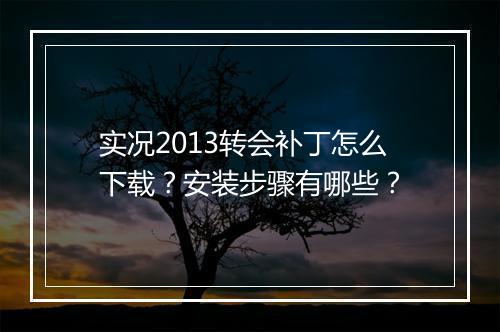 实况2013转会补丁怎么下载?安装步骤有哪些?