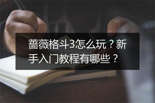 蔷薇格斗3怎么玩?新手入门教程有哪些?