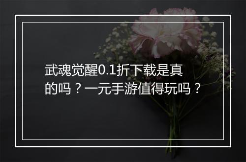 武魂觉醒0.1折下载是真的吗?一元手游值得玩吗?