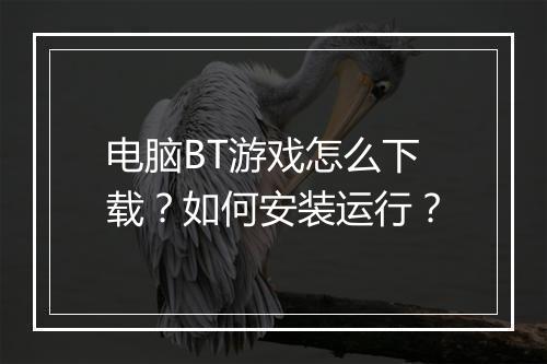 电脑BT游戏怎么下载?如何安装运行?