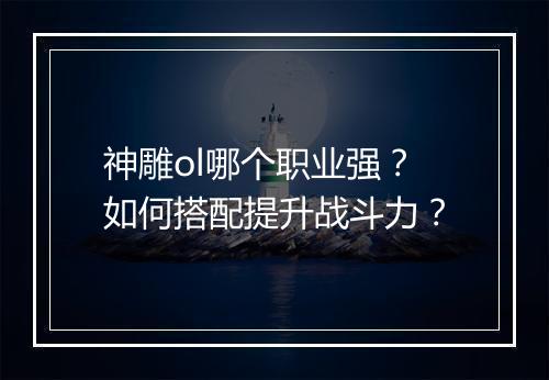 神雕ol哪个职业强?如何搭配提升战斗力?