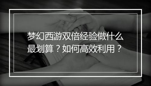 梦幻西游双倍经验做什么最划算？如何高效利用？