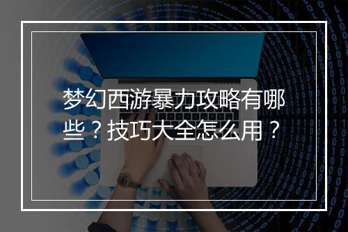 梦幻西游暴力攻略有哪些？技巧大全怎么用？