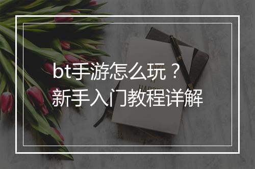bt手游怎么玩?新手入门教程详解