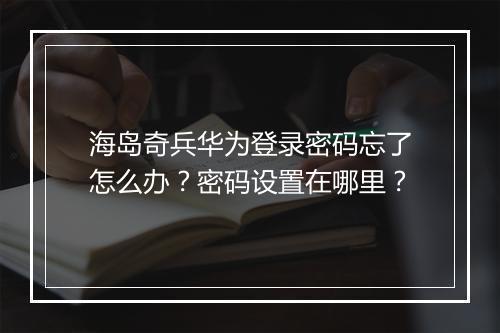 海岛奇兵华为登录密码忘了怎么办？密码设置在哪里？