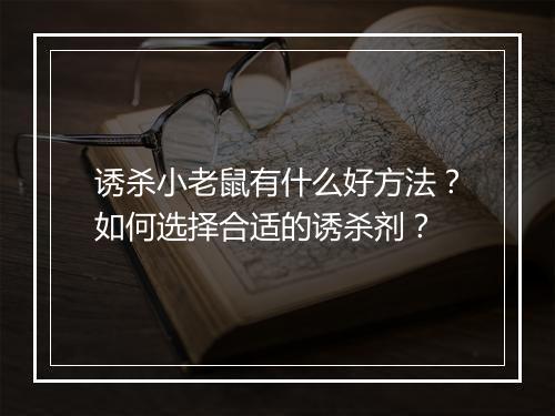 诱杀小老鼠有什么好方法？如何选择合适的诱杀剂？