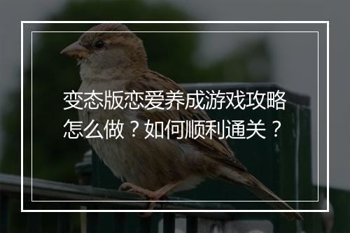 变态版恋爱养成游戏攻略怎么做?如何顺利通关?