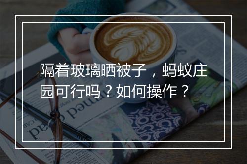 隔着玻璃晒被子,蚂蚁庄园可行吗?如何操作?