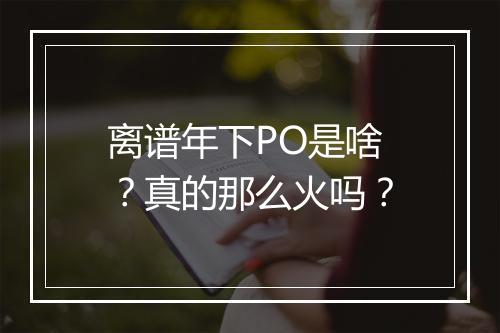 离谱年下PO是啥?真的那么火吗?