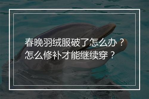 春晚羽绒服破了怎么办?怎么修补才能继续穿?