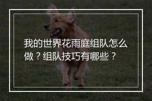 我的世界花雨庭组队怎么做?组队技巧有哪些?
