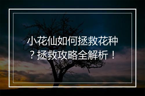 小花仙如何拯救花种?拯救攻略全解析!