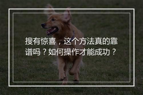 搜有惊喜,这个方法真的靠谱吗?如何操作才能成功?