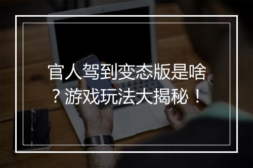 官人驾到变态版是啥?游戏玩法大揭秘!