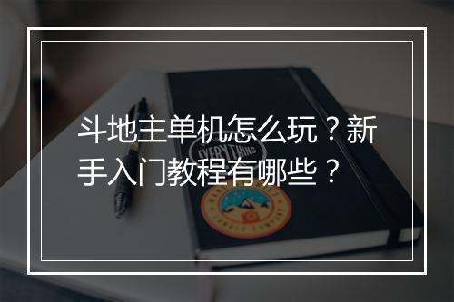 斗地主单机怎么玩?新手入门教程有哪些?