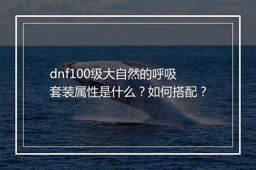 dnf100级大自然的呼吸套装属性是什么?如何搭配?
