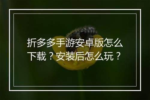 折多多手游安卓版怎么下载?安装后怎么玩?