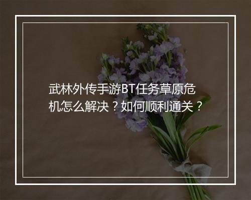 武林外传手游BT任务草原危机怎么解决?如何顺利通关?