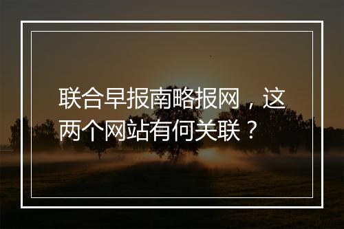 联合早报南略报网,这两个网站有何关联?