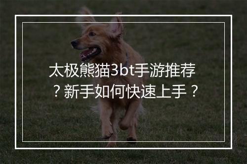 太极熊猫3bt手游推荐?新手如何快速上手?