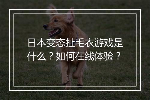 日本变态扯毛衣游戏是什么?如何在线体验?