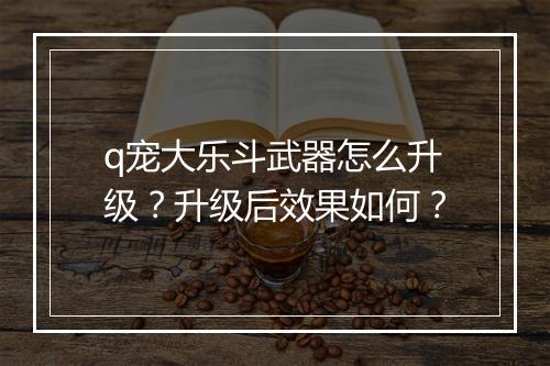 q宠大乐斗武器怎么升级?升级后效果如何?