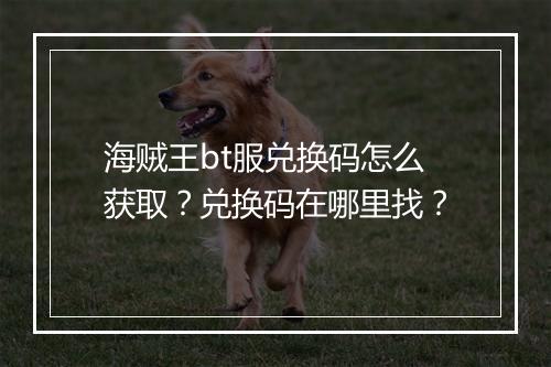 海贼王bt服兑换码怎么获取？兑换码在哪里找？