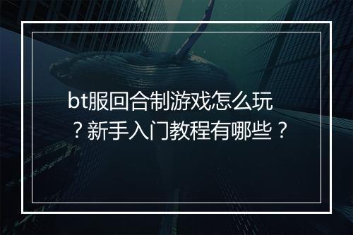 bt服回合制游戏怎么玩?新手入门教程有哪些?