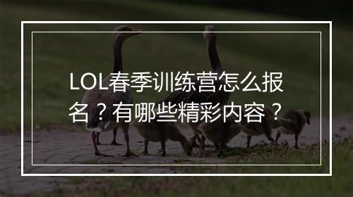 LOL春季训练营怎么报名?有哪些精彩内容?