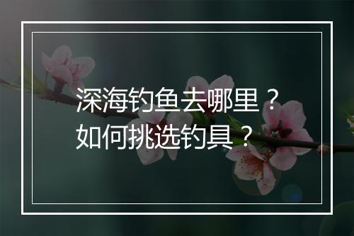 深海钓鱼去哪里?如何挑选钓具?
