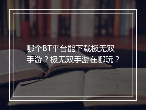 哪个BT平台能下载极无双手游?极无双手游在哪玩?