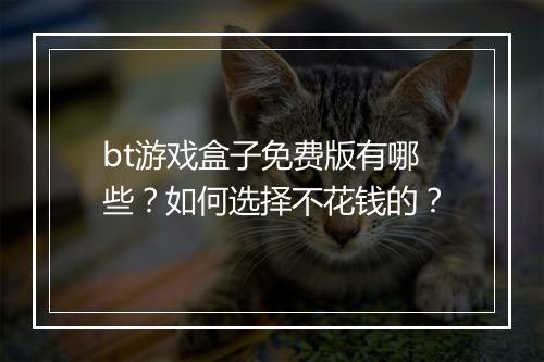 bt游戏盒子免费版有哪些？如何选择不花钱的？