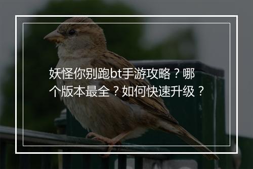 妖怪你别跑bt手游攻略？哪个版本最全？如何快速升级？