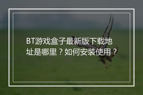 BT游戏盒子最新版下载地址是哪里？如何安装使用？