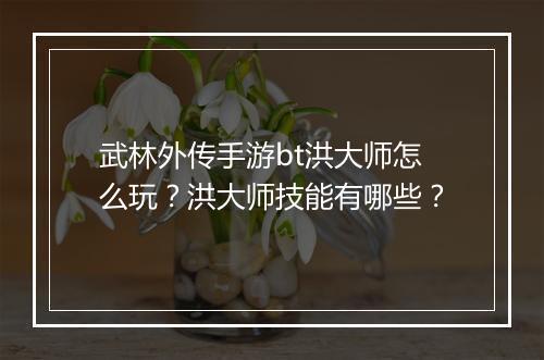 武林外传手游bt洪大师怎么玩?洪大师技能有哪些?