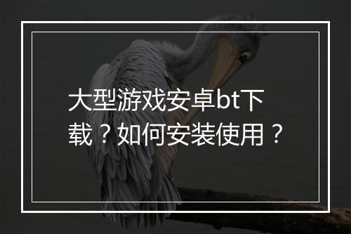 大型游戏安卓bt下载?如何安装使用?