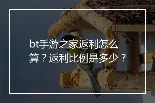 bt手游之家返利怎么算?返利比例是多少?