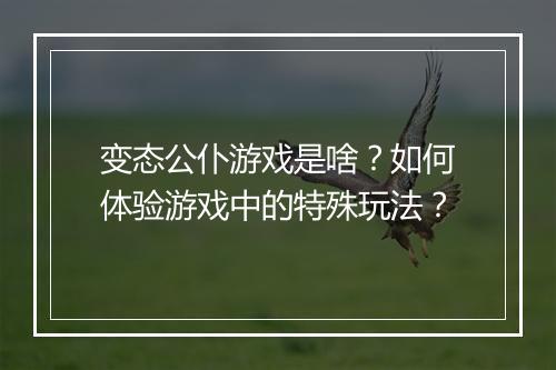 变态公仆游戏是啥?如何体验游戏中的特殊玩法?