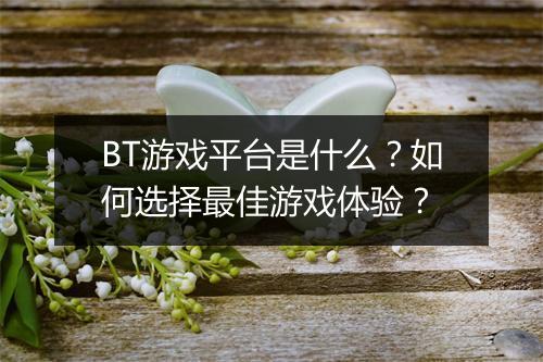 BT游戏平台是什么?如何选择最佳游戏体验?
