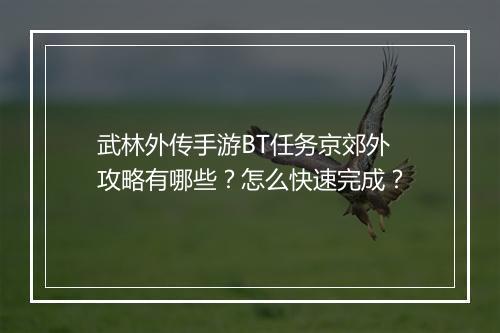 武林外传手游BT任务京郊外攻略有哪些?怎么快速完成?