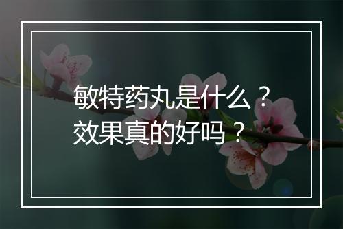 敏特药丸是什么?效果真的好吗?