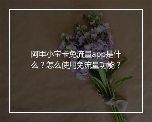 阿里小宝卡免流量app是什么?怎么使用免流量功能?