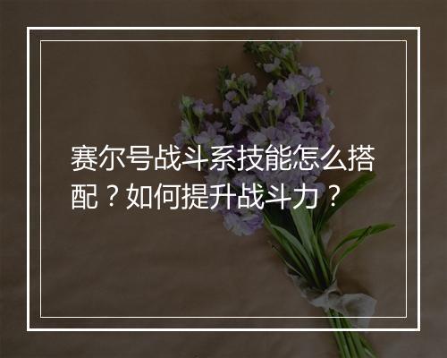 赛尔号战斗系技能怎么搭配？如何提升战斗力？