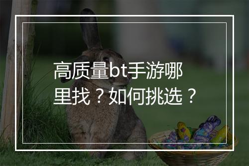 高质量bt手游哪里找？如何挑选？