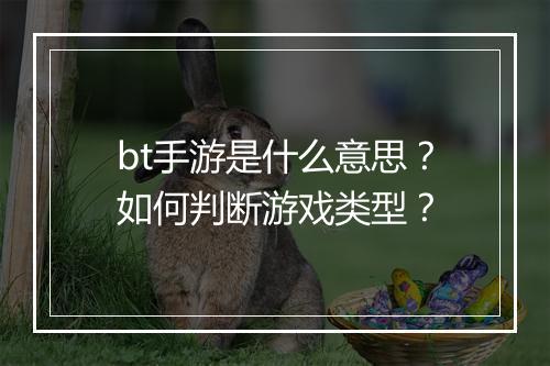 bt手游是什么意思？如何判断游戏类型？