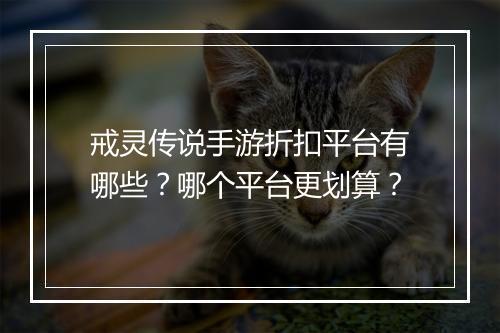 戒灵传说手游折扣平台有哪些？哪个平台更划算？