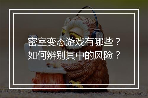密室变态游戏有哪些？如何辨别其中的风险？